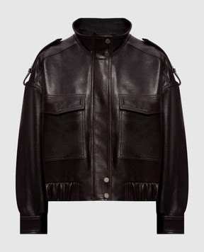Babe Pay Pls Brown leather jacket with patch pockets 2605AMAZON