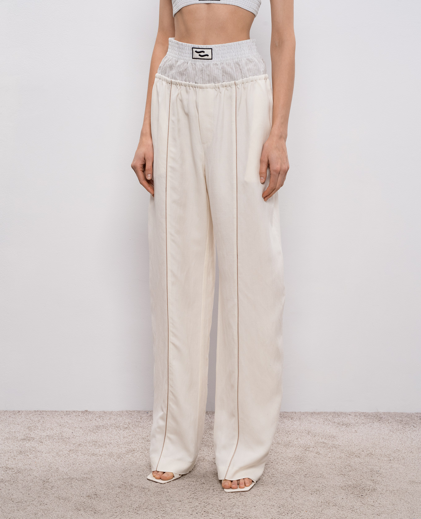 

Beige Paji linen pants SSHEENA