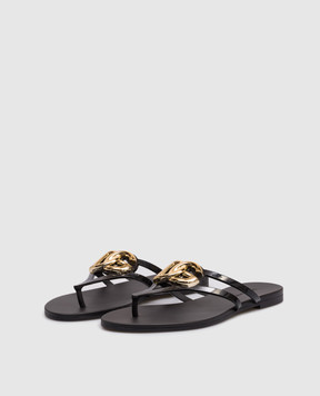 Dolce&Gabbana Black flip-flops with textured monogram CW2418AY817