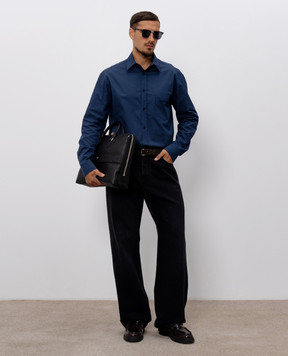 Balmain Blue shirt with logo embroidery HH1HS590CG76