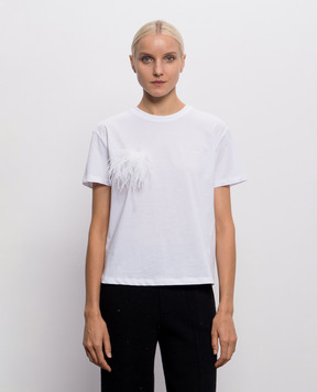 Twinset White T-shirt with brooch 262TP2300