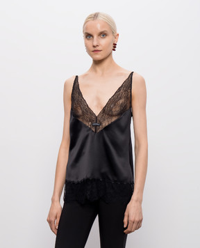 Dolce&Gabbana Black top with silk F7BN5TFU1AU