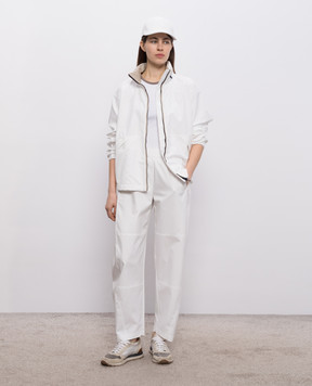Brunello Cucinelli White windbreaker with logo patch MB4227719