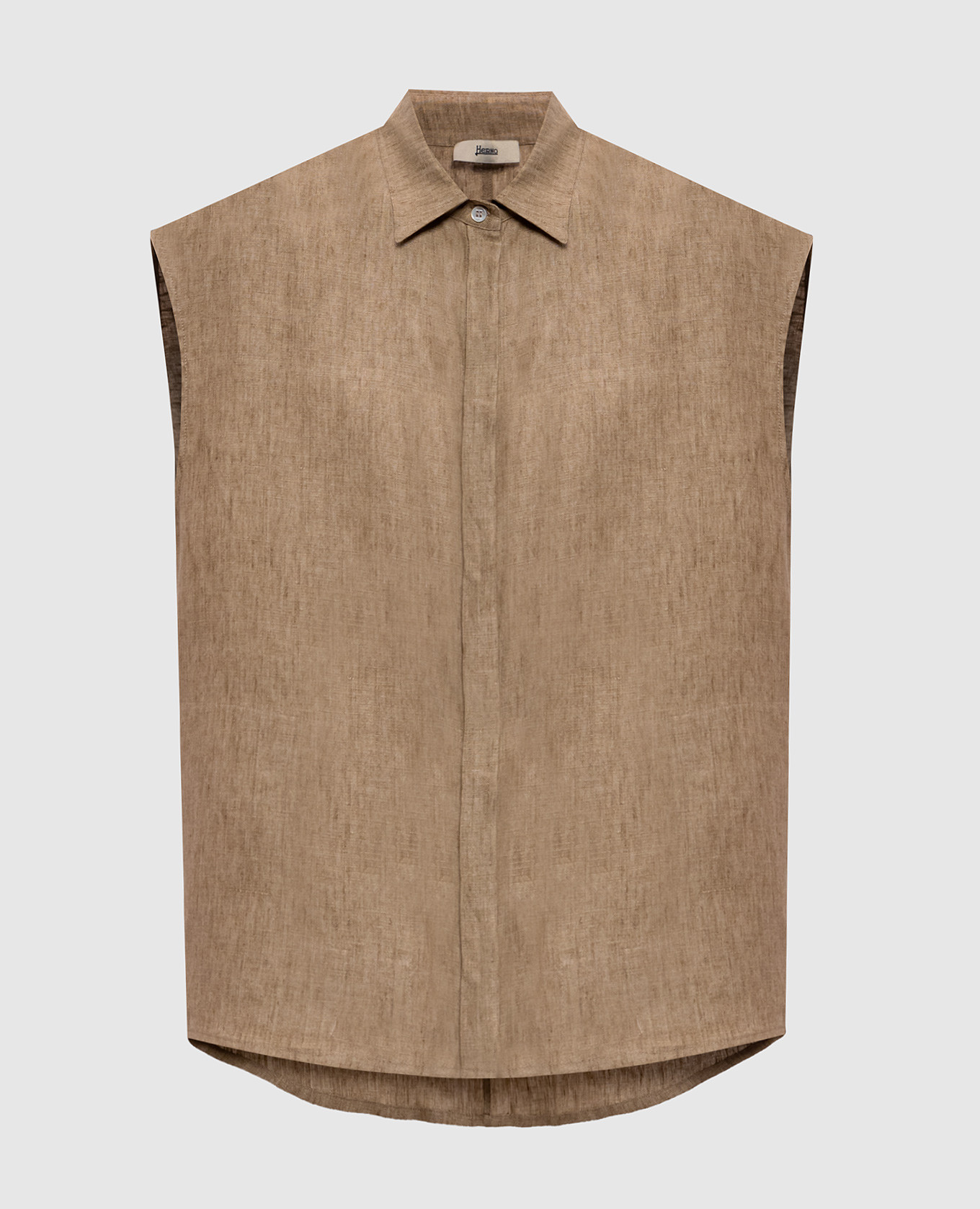 Brown linen sleeveless shirt