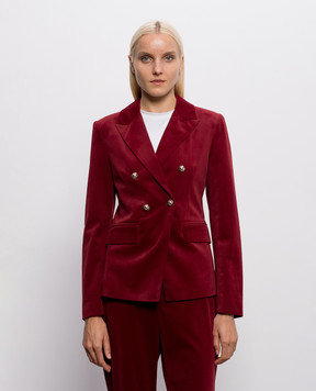 Twinset Burgundy velour double-breasted jacket 262AP2270