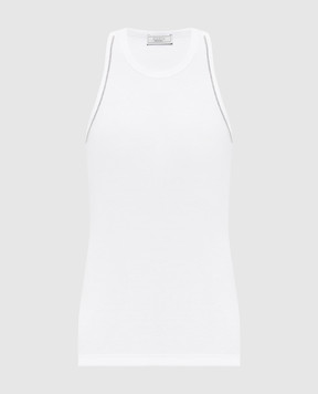 Peserico White ribbed top with chain S08781J005669