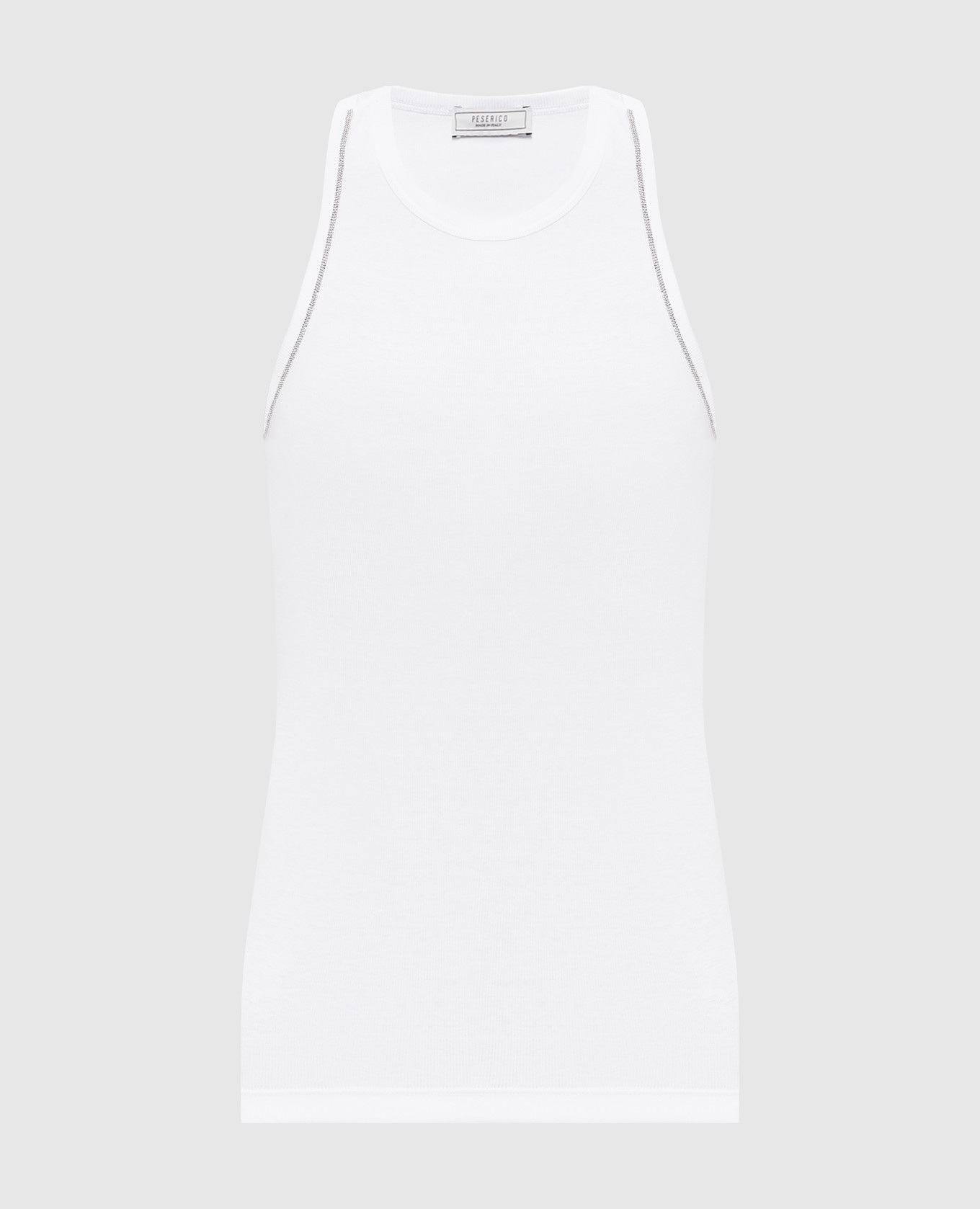 White ribbed top with chain