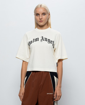 Palm Angels Ivory T-shirt with logo print PAWAA003JR001