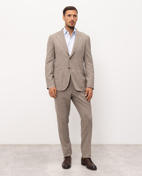 Pini Parma Brown suit made of wool, silk and linen SUSTOBAC
