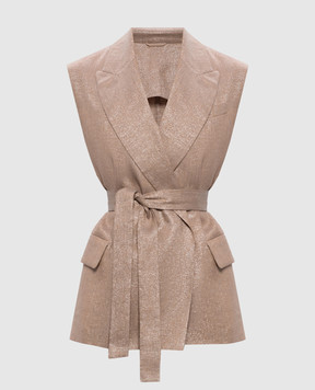 Brunello Cucinelli Beige linen vest with lurex MH5267774