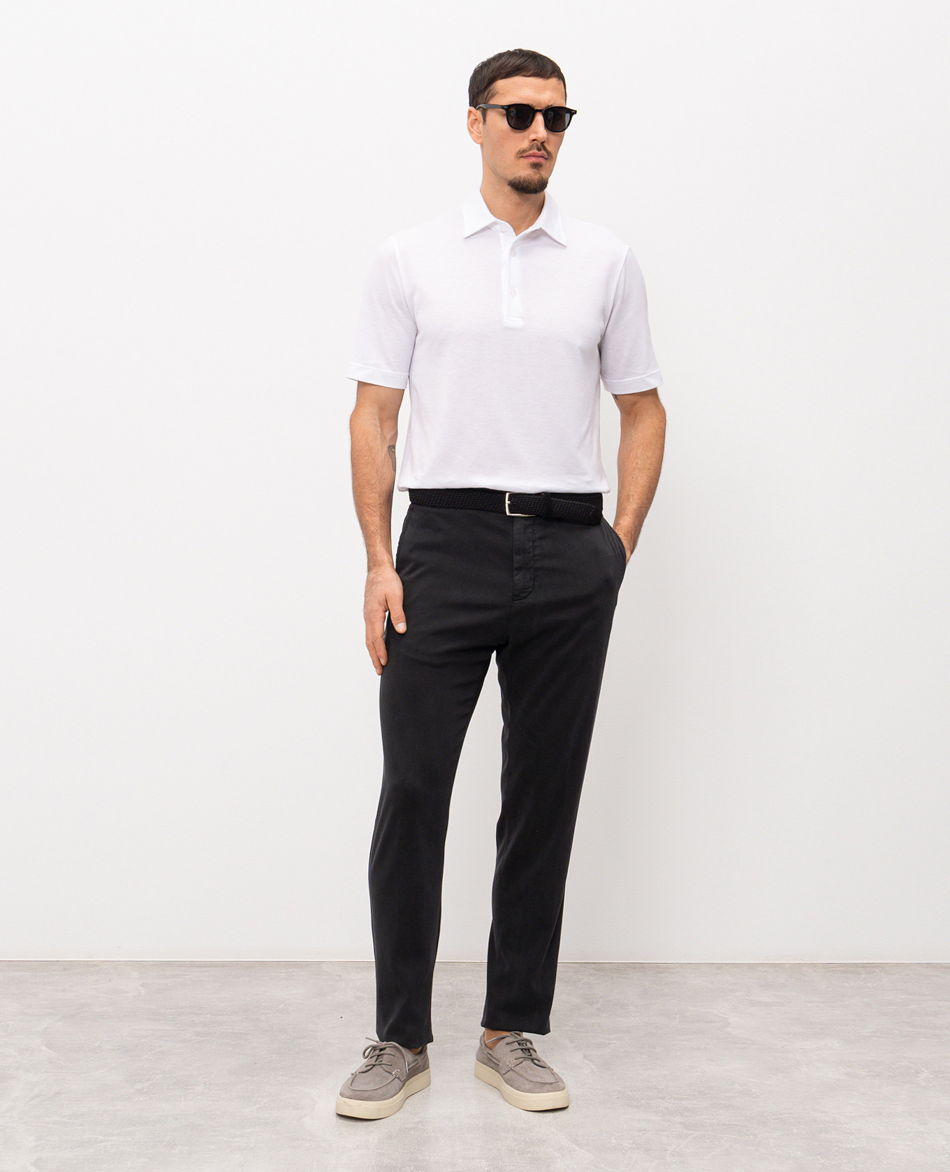 White polo shirt with logo patch CAPOBIANCO 2