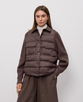 Brunello Cucinelli Brown down jacket with monil chain MD5987696P