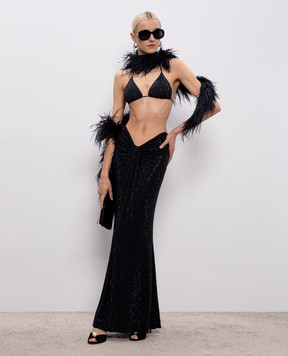 Venuja Black beach maxi skirt MALIBU with crystals SK005A