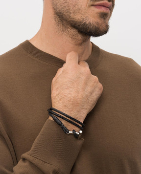 Tom Ford Black leather layered T-wrap bracelet JM005ICL002S