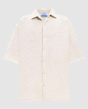 Off-White Beige terry shirt with logo pattern 44MGG013C9J001