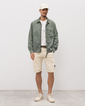 C.P. Company Green windbreaker with logo patch MOS710A005904G