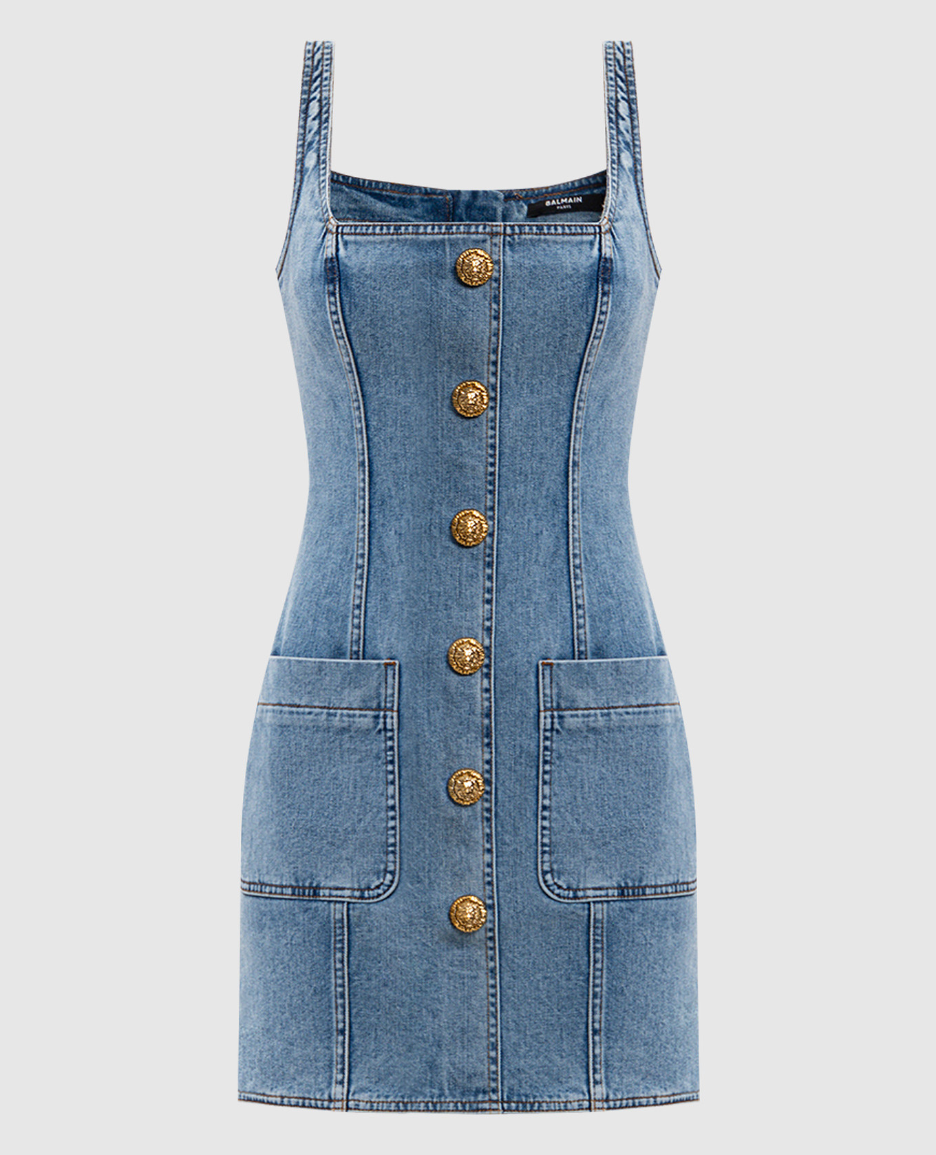 

Blue denim mini dress Balmain, Light blue