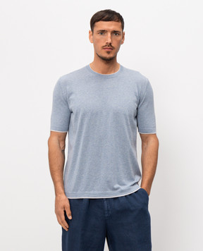Pini Parma Blue T-shirt with contrast trim TSHIDUSTBL