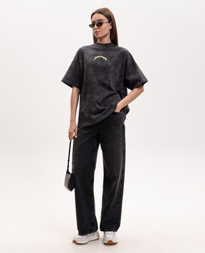 Palm Angels Gray T-shirt with print PWAA07BS26JER009