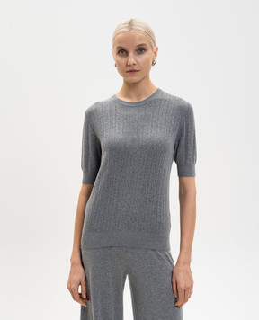 LISA YANG Nika gray cashmere patterned top 2026070