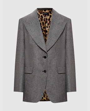Dolce&Gabbana Gray checked wool and cashmere jacket F2JCBTFQ2O5