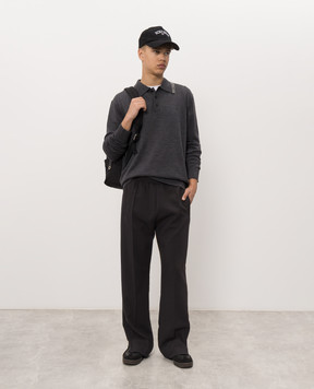 Iceberg Grey wool polo shirt with logo embroidery A0029005