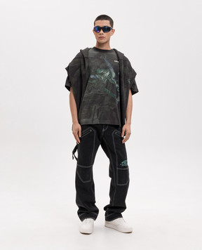 Off-White Dark Caravaggio khaki T-shirt 44MAA120S26J00D