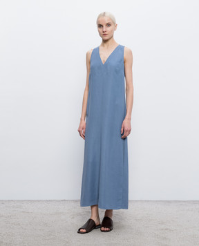Brunello Cucinelli Blue dress with linen MH126A4812