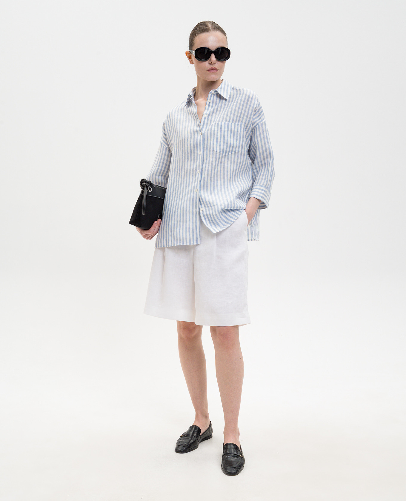

Blue striped linen shirt PANETTO Max Mara Weekend, Light blue