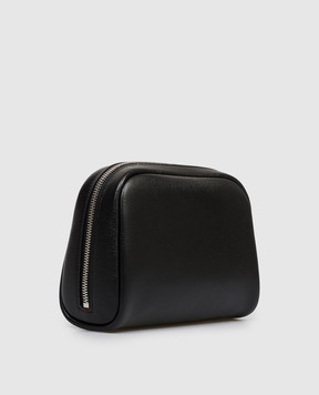 Brunello Cucinelli Black leather toiletry bag with logo print MWRLBU430