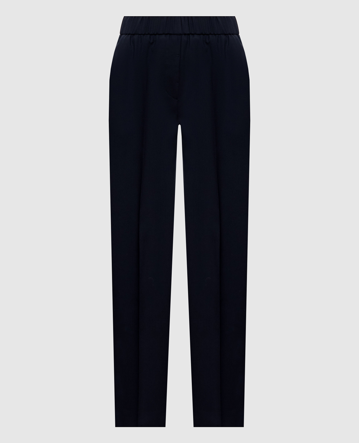 Navy wool pants with monil chain