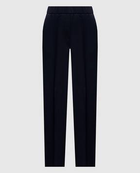 Peserico Navy wool pants with monil chain A0457203472