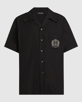 Dolce&Gabbana Black shirt with heraldic logo patch G5JH9ZGK278