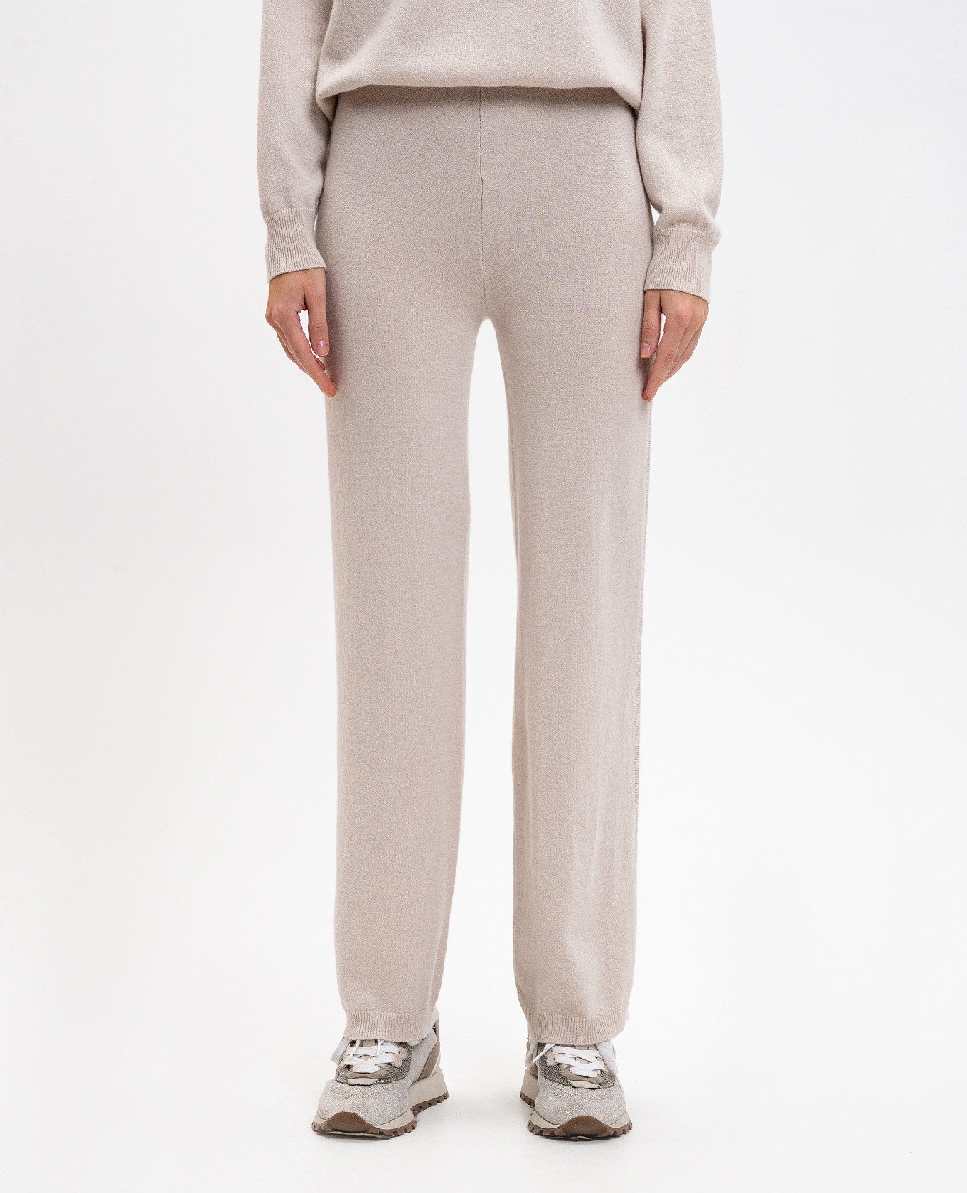 Beige wool, silk and cashmere sweatpants with monil chain Peserico 3
