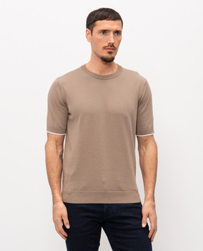 Peserico Brown t-shirt with edging R59477F149173N