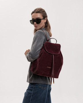 Gianni Chiarini Violette burgundy suede backpack with logo patch ZN12237CMPL