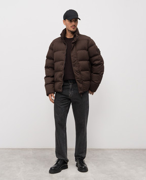 Stone Island Brown wool down jacket with logo K2S154100100S0F26