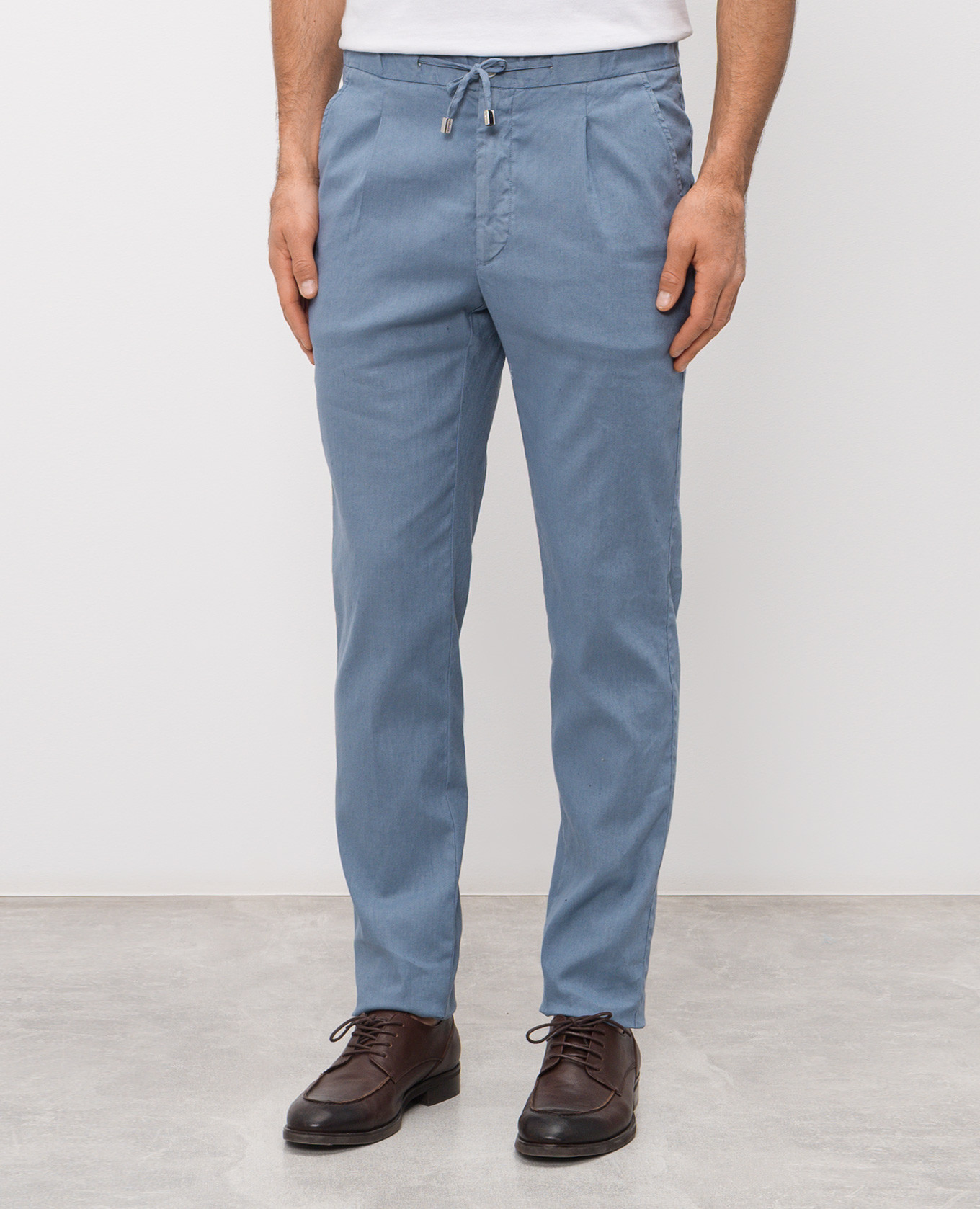 Blue linen pants Enrico Mandelli 3