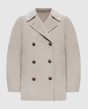 Brunello Cucinelli Beige double-breasted wool and cashmere coat MD5327629