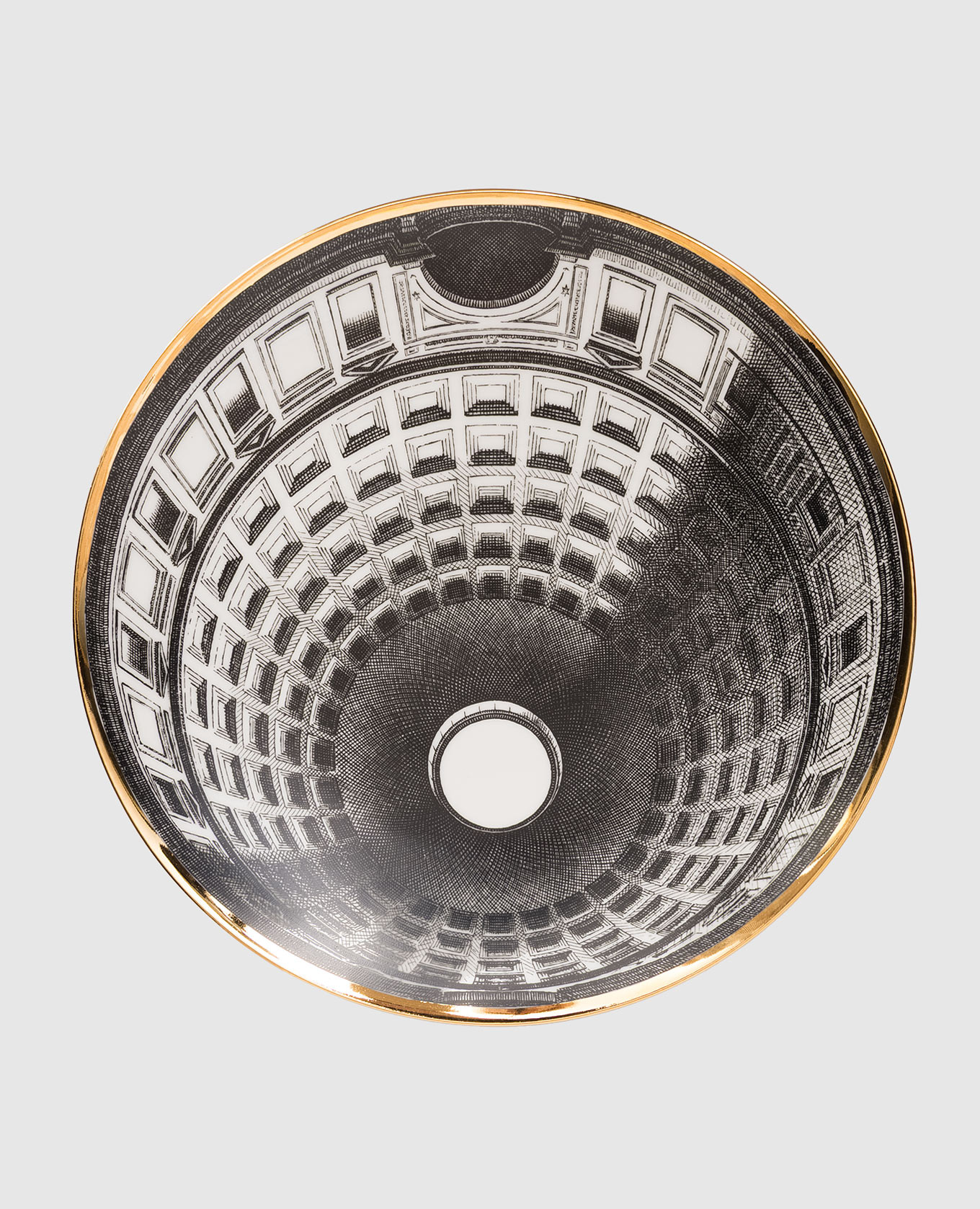 

Decorative wall plate made of porcelain Cupola Pantheon (Roma) Fornasetti, Black