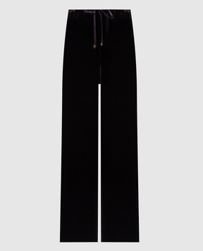 Agnona Burgundy velvet pants with silk T71204XV5004