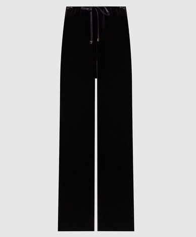 Burgundy velvet pants with silk