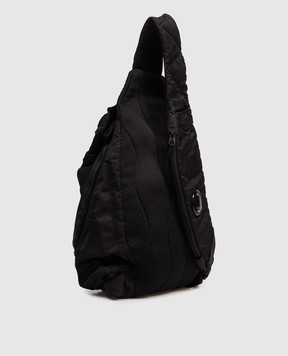 C.P. Company Children's black sling bag with logo embroidery CUX00QL3C06