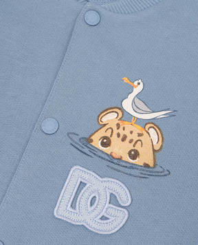 Dolce&Gabbana Children's blue printed bomber jacket L1JWMTG7PNF