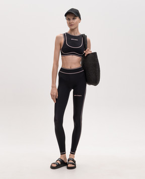 Palm Angels Black top with logo print PWVO022S26FAB001