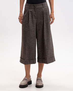 Peserico Brown culottes with wool and silk P04666H04468