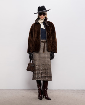 Brunello Cucinelli Brown reversible jacket with fur MPMBP7225