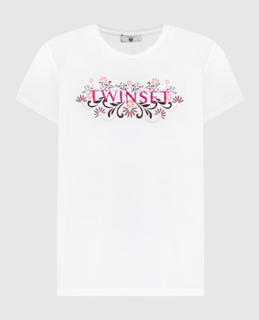 Twinset White T-shirt with embroidered logo 261LB2NFF