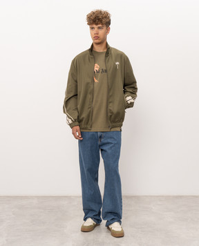 Palm Angels Khaki T-shirt with logo print PAMAA003JR006