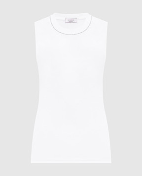 Peserico White T-shirt with a monil chain A08700J005669